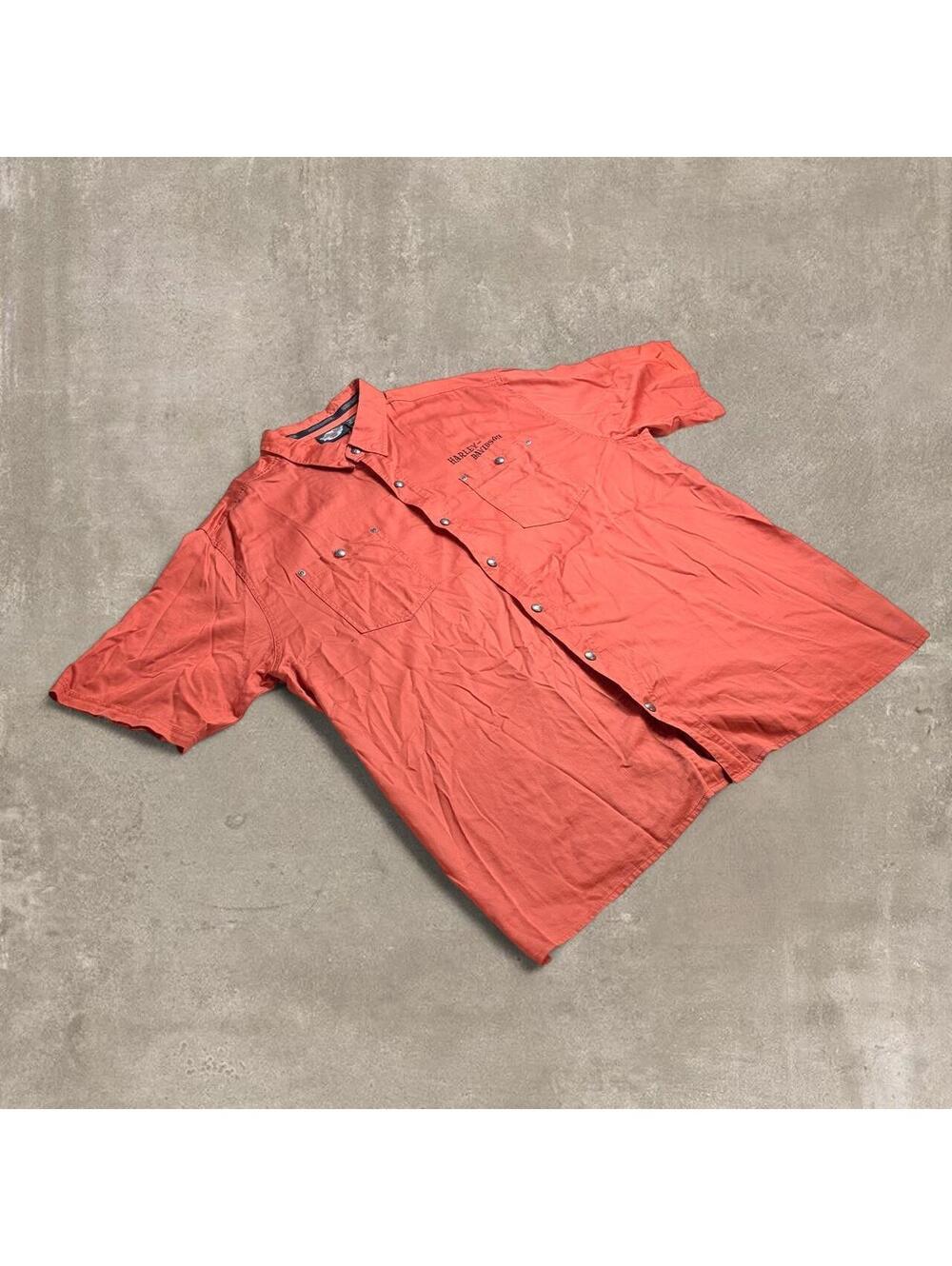 Harley-Davidson Men's XX-Large Orange Short Sleeve Button-Up Shirt
